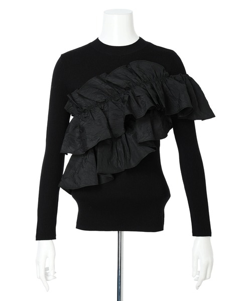 Mystrada(マイストラーダ)の「長袖アシメフリルニット(ニット/セーター・レディース・ホワイト/ブラック/グレー/ブルー・38)」の15枚目の写真