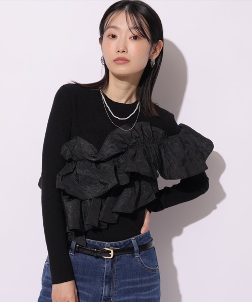 Mystrada(マイストラーダ)の「長袖アシメフリルニット(ニット/セーター・レディース・ホワイト/ブラック/グレー/ブルー・38)」の22枚目の写真