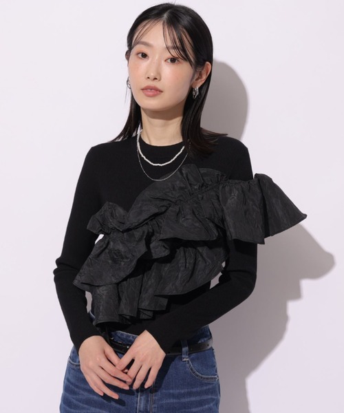 Mystrada(マイストラーダ)の「長袖アシメフリルニット(ニット/セーター・レディース・ホワイト/ブラック/グレー/ブルー・38)」の21枚目の写真