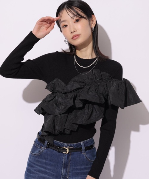 Mystrada(マイストラーダ)の「長袖アシメフリルニット(ニット/セーター・レディース・ホワイト/ブラック/グレー/ブルー・38)」の20枚目の写真