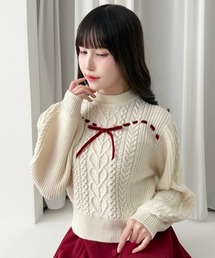 F i.n.t | ハートはしごリボンケーブルニットプルオーバー(ニット/セーター)