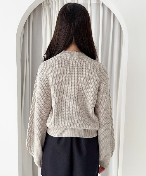 F i.n.t（フィント）の「ハートはしごリボンケーブルニットプルオーバー/fint フィント（ニット/セーター・レディース・ライトグレー/オフホワイト・FREE）」の11枚目の写真