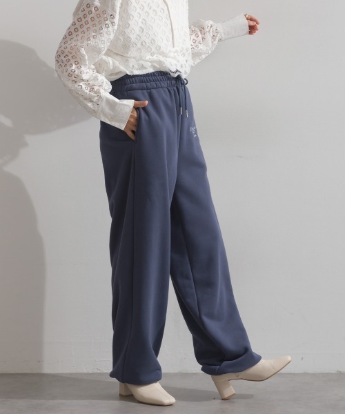 enhaut(アンオート)の「裏起毛 ブラスト加工 ロゴ刺繍 裾ドロスト ゆったり スウェット パンツ(スウェットパンツ・レディース・杢グレー/ネイビー/ホワイト・FREE)」の13枚目の写真