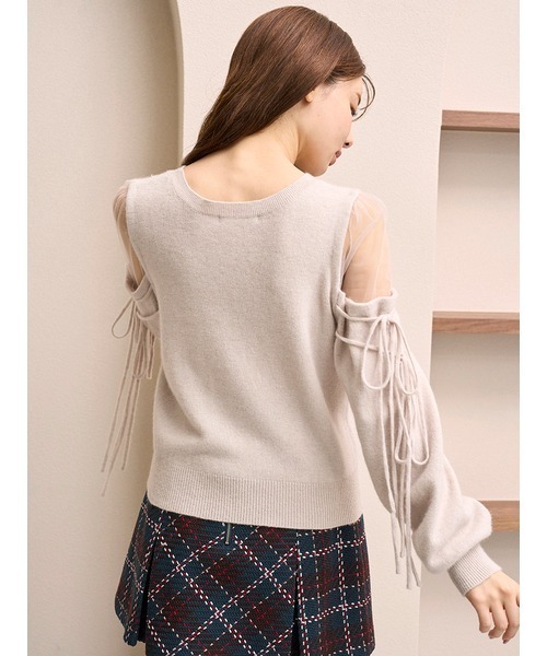 SNIDEL（スナイデル）の「シースルーショルダーニットプルオーバー（ニット/セーター・レディース・ライトブルー/ピンクベージュ/ダークブラウン・F）」の5枚目の写真