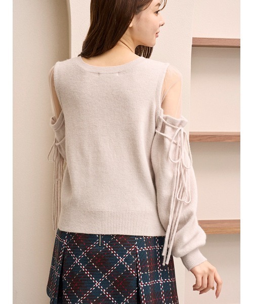 SNIDEL（スナイデル）の「シースルーショルダーニットプルオーバー（ニット/セーター・レディース・ライトブルー/ピンクベージュ/ダークブラウン・F）」の11枚目の写真