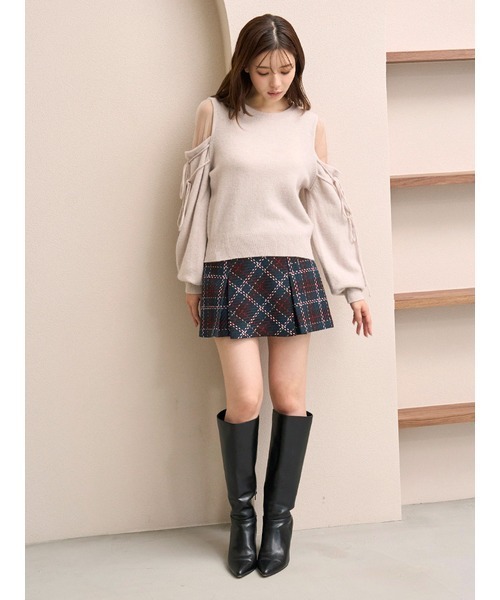 SNIDEL（スナイデル）の「シースルーショルダーニットプルオーバー（ニット/セーター・レディース・ライトブルー/ピンクベージュ/ダークブラウン・F）」の13枚目の写真