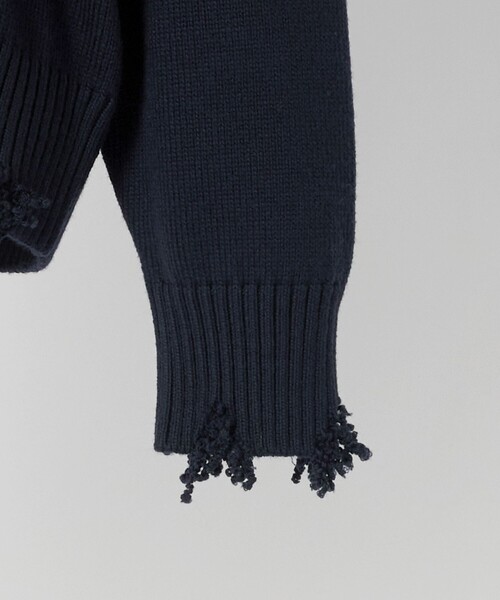LOEFF（ロエフ）の「＜LOEFF＞ダメージ スキッパー ニット UNISEX（ニット/セーター・レディース・ダークブラウン/ネイビー/ダークグレー・0/2/1）」の6枚目の写真