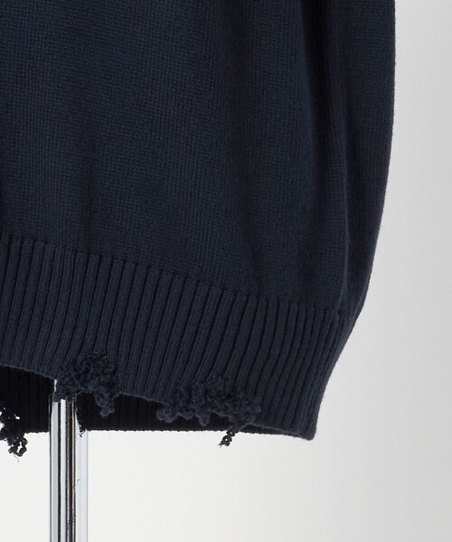 LOEFF（ロエフ）の「＜LOEFF＞ダメージ スキッパー ニット UNISEX（ニット/セーター・レディース・ダークブラウン/ネイビー/ダークグレー・0/2/1）」の7枚目の写真