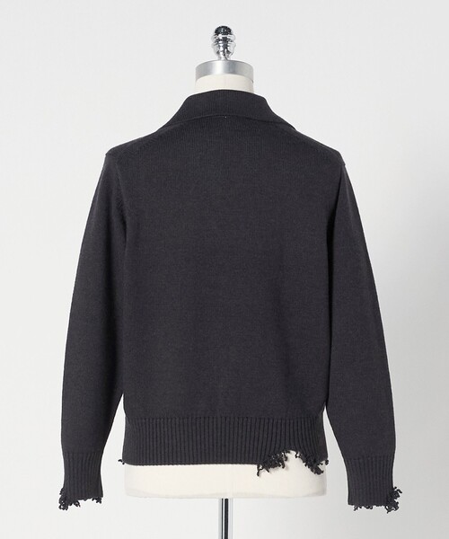LOEFF（ロエフ）の「＜LOEFF＞ダメージ スキッパー ニット UNISEX（ニット/セーター・レディース・ダークブラウン/ネイビー/ダークグレー・0/2/1）」の9枚目の写真