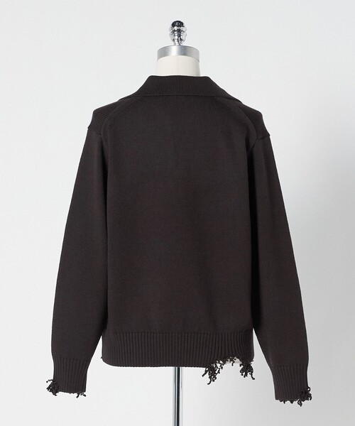 LOEFF（ロエフ）の「＜LOEFF＞ダメージ スキッパー ニット UNISEX（ニット/セーター・レディース・ダークブラウン/ネイビー/ダークグレー・0/2/1）」の12枚目の写真