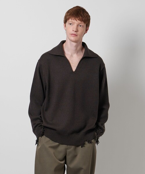 LOEFF＞ダメージ スキッパー ニット UNISEX（ニット/セーター）｜LOEFF