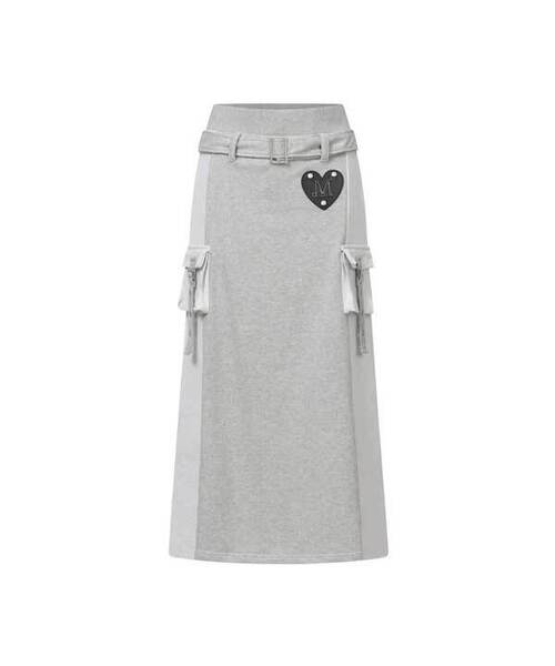 セール】MINZ METAL LOGO HEART PATH LOGN SKIRT (2Color)（スカート