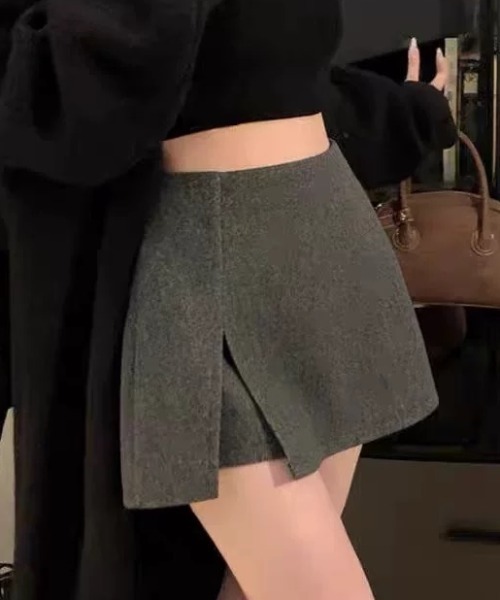 ampm（エーエムピーエム）の「ツイード調 ミニスカパン/ショート丈ボトムス（スカート・レディース・グレー/ブラック・L/M）」の7枚目の写真