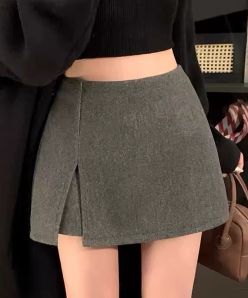 ampm（エーエムピーエム）の「ツイード調 ミニスカパン/ショート丈ボトムス（スカート・レディース・グレー/ブラック・L/M）」の6枚目の写真