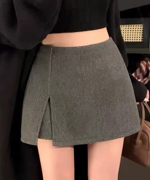 ampm（エーエムピーエム）の「ツイード調 ミニスカパン/ショート丈ボトムス（スカート・レディース・グレー/ブラック・L/M）」の5枚目の写真