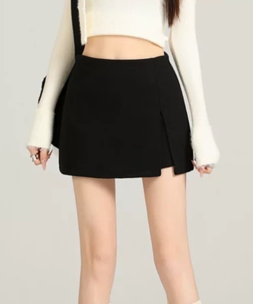 ampm（エーエムピーエム）の「ツイード調 ミニスカパン/ショート丈ボトムス（スカート・レディース・グレー/ブラック・L/M）」の3枚目の写真