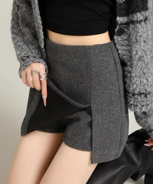 ampm（エーエムピーエム）の「ツイード調 ミニスカパン/ショート丈ボトムス（スカート・レディース・グレー/ブラック・L/M）」の22枚目の写真