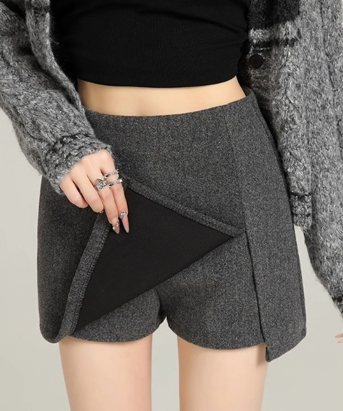 ampm（エーエムピーエム）の「ツイード調 ミニスカパン/ショート丈ボトムス（スカート・レディース・グレー/ブラック・L/M）」の18枚目の写真