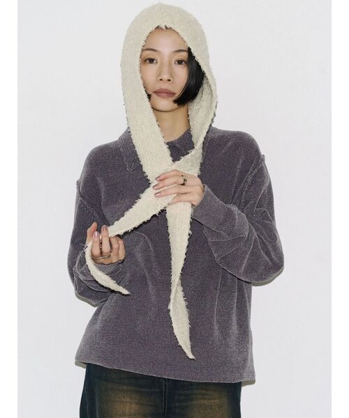 EMODA(エモダ)の「【VEQUM】VELOUR TEXTURE KNIT POLO(ニット/セーター・レディース・ブラック/グレー/ブルー・FREE)」の4枚目の写真