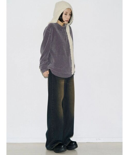 EMODA(エモダ)の「【VEQUM】VELOUR TEXTURE KNIT POLO(ニット/セーター・レディース・ブラック/グレー/ブルー・FREE)」の8枚目の写真