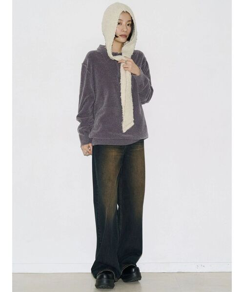 EMODA(エモダ)の「【VEQUM】VELOUR TEXTURE KNIT POLO(ニット/セーター・レディース・ブラック/グレー/ブルー・FREE)」の9枚目の写真