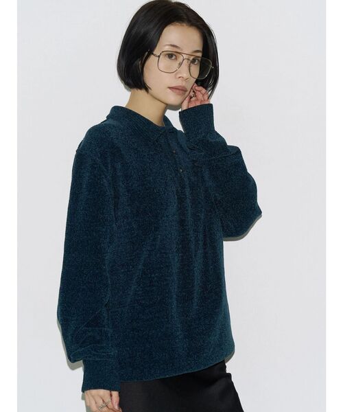 EMODA(エモダ)の「【VEQUM】VELOUR TEXTURE KNIT POLO(ニット/セーター・レディース・ブラック/グレー/ブルー・FREE)」の11枚目の写真