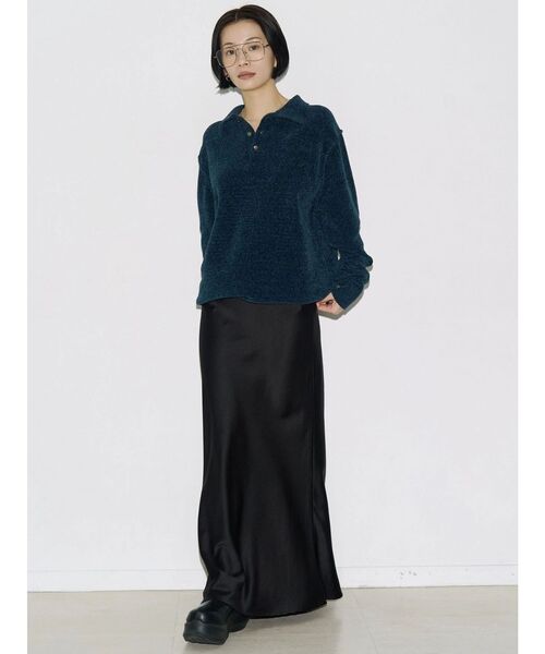EMODA(エモダ)の「【VEQUM】VELOUR TEXTURE KNIT POLO(ニット/セーター・レディース・ブラック/グレー/ブルー・FREE)」の12枚目の写真
