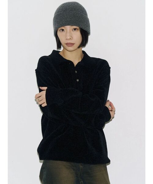 EMODA(エモダ)の「【VEQUM】VELOUR TEXTURE KNIT POLO(ニット/セーター・レディース・ブラック/グレー/ブルー・FREE)」の14枚目の写真
