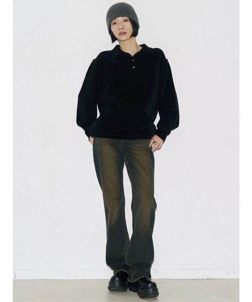 EMODA(エモダ)の「【VEQUM】VELOUR TEXTURE KNIT POLO(ニット/セーター・レディース・ブラック/グレー/ブルー・FREE)」の15枚目の写真