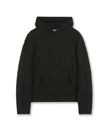 FISHERMAN CABLE KNIT HOODIE BLACK