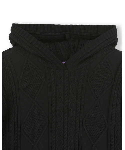 BESLOW(ビースロー)の「FISHERMAN CABLE KNIT HOODIE BLACK(ニット/セーター・メンズ・その他・SMALL/MEDIUM/LARGE/X-LARGE)」の2枚目の写真