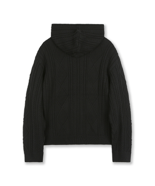 BESLOW(ビースロー)の「FISHERMAN CABLE KNIT HOODIE BLACK(ニット/セーター・メンズ・その他・SMALL/MEDIUM/LARGE/X-LARGE)」の6枚目の写真