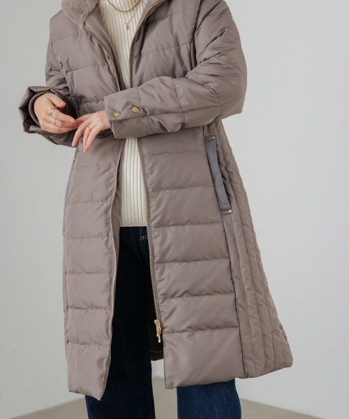 Bou Jeloud(ブージュルード)の「高密度タックロングダウン(ダウンジャケット/コート・レディース・モカ/ブラック・38)」の1枚目の写真