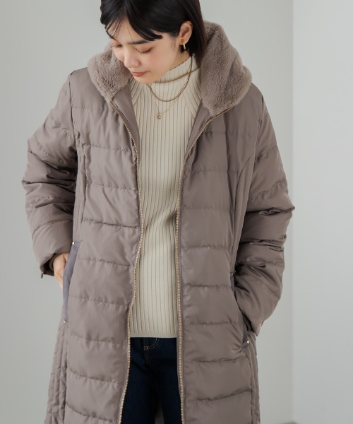 Bou Jeloud(ブージュルード)の「高密度タックロングダウン(ダウンジャケット/コート・レディース・モカ/ブラック・38)」の3枚目の写真