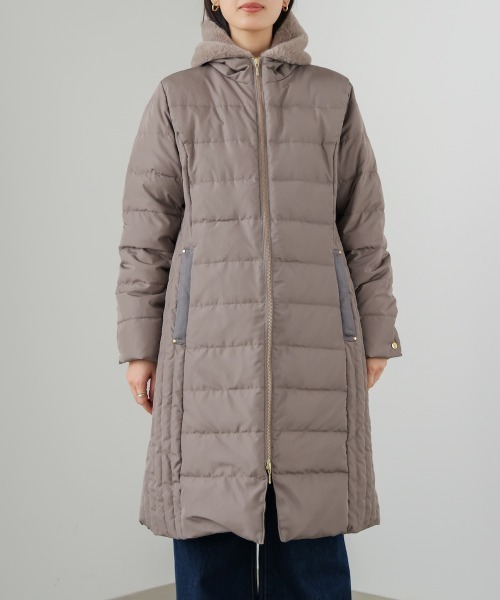 Bou Jeloud(ブージュルード)の「高密度タックロングダウン(ダウンジャケット/コート・レディース・モカ/ブラック・38)」の9枚目の写真