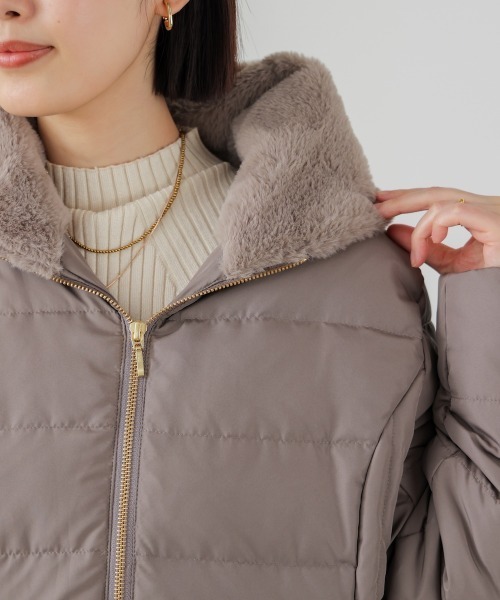 Bou Jeloud(ブージュルード)の「高密度タックロングダウン(ダウンジャケット/コート・レディース・モカ/ブラック・38)」の10枚目の写真