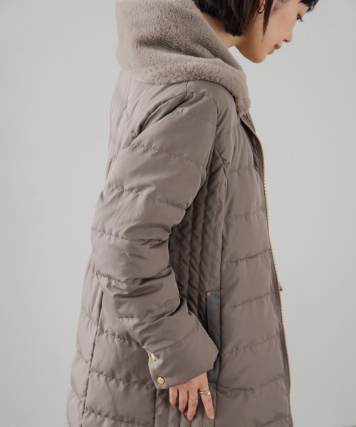 Bou Jeloud(ブージュルード)の「高密度タックロングダウン(ダウンジャケット/コート・レディース・モカ/ブラック・38)」の11枚目の写真