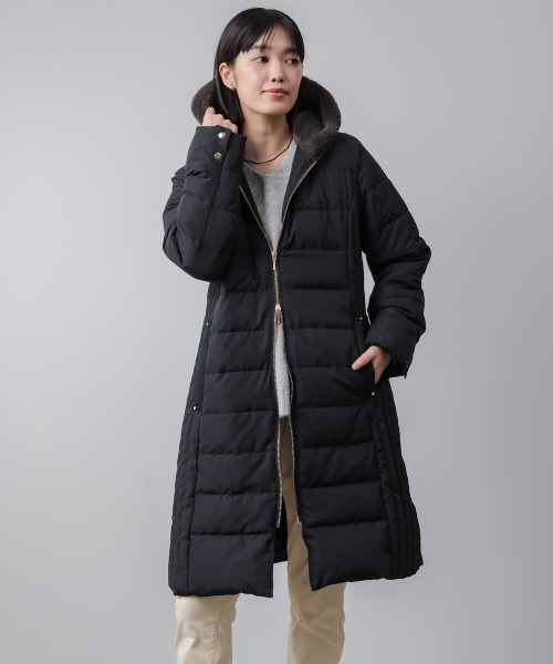 Bou Jeloud(ブージュルード)の「高密度タックロングダウン(ダウンジャケット/コート・レディース・モカ/ブラック・38)」の19枚目の写真