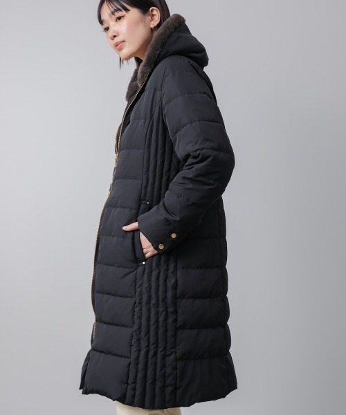 Bou Jeloud(ブージュルード)の「高密度タックロングダウン(ダウンジャケット/コート・レディース・モカ/ブラック・38)」の21枚目の写真