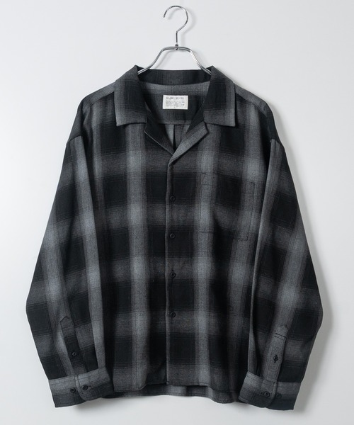 JOHN'S CLOSET（ジョンズクローゼット）の「【a】オンブレチェック ボックスシルエット オープンカラーシャツ（シャツ/ブラウス・メンズ・ブラック/ブルー/ホワイト・MEDIUM/LARGE）」の2枚目の写真