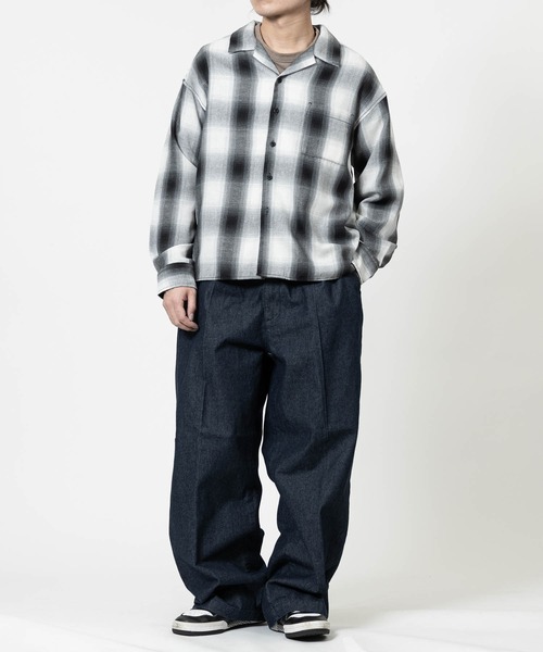 JOHN'S CLOSET（ジョンズクローゼット）の「【a】オンブレチェック ボックスシルエット オープンカラーシャツ（シャツ/ブラウス・メンズ・ブラック/ブルー/ホワイト・MEDIUM/LARGE）」の15枚目の写真