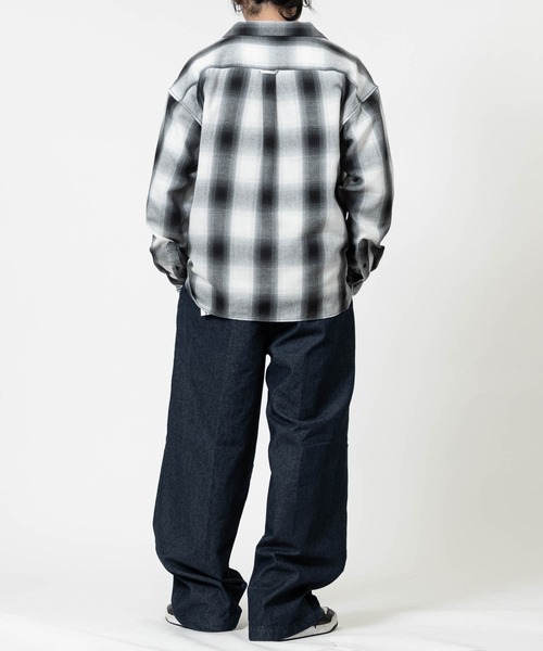 JOHN'S CLOSET（ジョンズクローゼット）の「【a】オンブレチェック ボックスシルエット オープンカラーシャツ（シャツ/ブラウス・メンズ・ブラック/ブルー/ホワイト・MEDIUM/LARGE）」の17枚目の写真