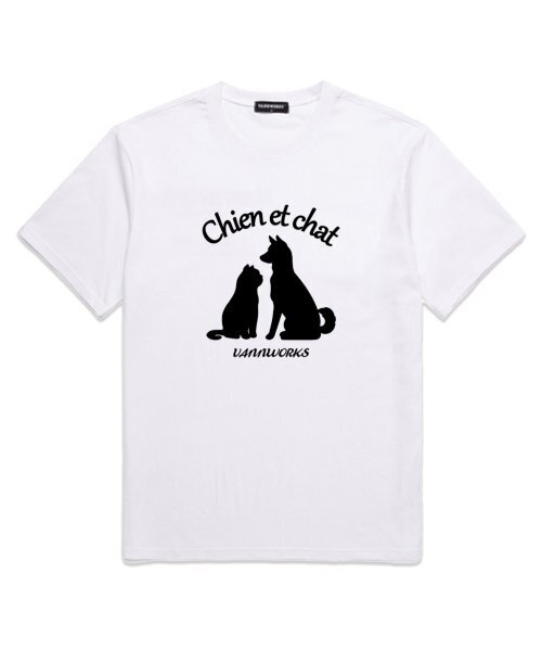 VANNWORKS(バンワークス)の「CHIEN ET CHAT オーバーサイズ 半袖Tシャツ (VS0056) ホワイト(Tシャツ/カットソー・レディース・その他・LARGE/MEDIUM/SMALL/X-LARGE/XX-LARGE)」の1枚目の写真