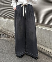 nissen（ニッセン）の「【低身長/高身長サイズ有】柔らかワイドイージーデニムパンツ（Petitjo/slattgir）（デニムパンツ）」