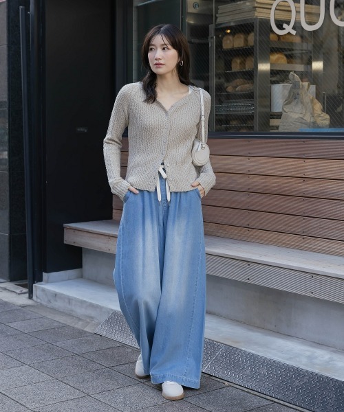 nissen（ニッセン）の「【低身長/高身長サイズ有】柔らかワイドイージーデニムパンツ（Petitjo/slattgir）（デニムパンツ・レディース・ブルー系/ネイビー系・3L/LL/L/M/T5L/T4L/T3L/TLL/TL/TM/PL/PM/PS/PSS）」の8枚目の写真