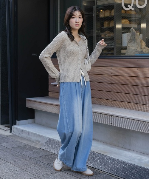 nissen（ニッセン）の「【低身長/高身長サイズ有】柔らかワイドイージーデニムパンツ（Petitjo/slattgir）（デニムパンツ・レディース・ブルー系/ネイビー系・3L/LL/L/M/T5L/T4L/T3L/TLL/TL/TM/PL/PM/PS/PSS）」の9枚目の写真