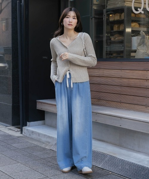 nissen（ニッセン）の「【低身長/高身長サイズ有】柔らかワイドイージーデニムパンツ（Petitjo/slattgir）（デニムパンツ・レディース・ブルー系/ネイビー系・3L/LL/L/M/T5L/T4L/T3L/TLL/TL/TM/PL/PM/PS/PSS）」の10枚目の写真