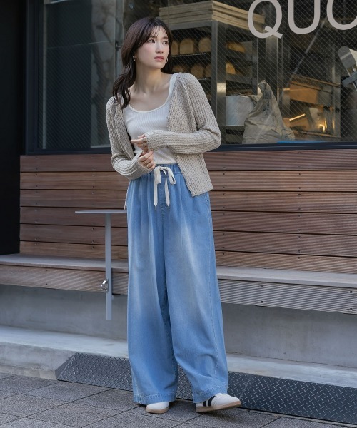 nissen（ニッセン）の「【低身長/高身長サイズ有】柔らかワイドイージーデニムパンツ（Petitjo/slattgir）（デニムパンツ・レディース・ブルー系/ネイビー系・3L/LL/L/M/T5L/T4L/T3L/TLL/TL/TM/PL/PM/PS/PSS）」の11枚目の写真