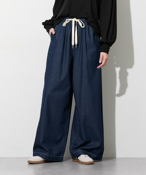 nissen（ニッセン）の「【低身長/高身長サイズ有】柔らかワイドイージーデニムパンツ（Petitjo/slattgir）（デニムパンツ・レディース・ブルー系/ネイビー系・3L/LL/L/M/T5L/T4L/T3L/TLL/TL/TM/PL/PM/PS/PSS）」の13枚目の写真