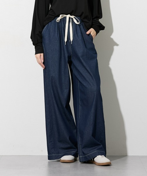 nissen（ニッセン）の「【低身長/高身長サイズ有】柔らかワイドイージーデニムパンツ（Petitjo/slattgir）（デニムパンツ・レディース・ブルー系/ネイビー系・3L/LL/L/M/T5L/T4L/T3L/TLL/TL/TM/PL/PM/PS/PSS）」の14枚目の写真